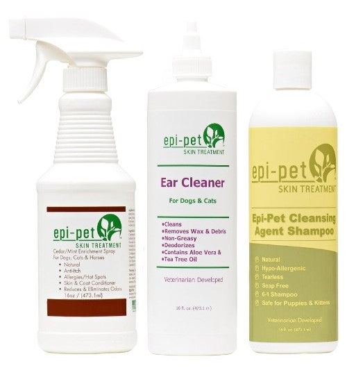 Epi-Pet Large Basic Skin, Coat, & Ear Cleaner Care Kit D 16 oz. (Cedar/Mint) for Dogs
