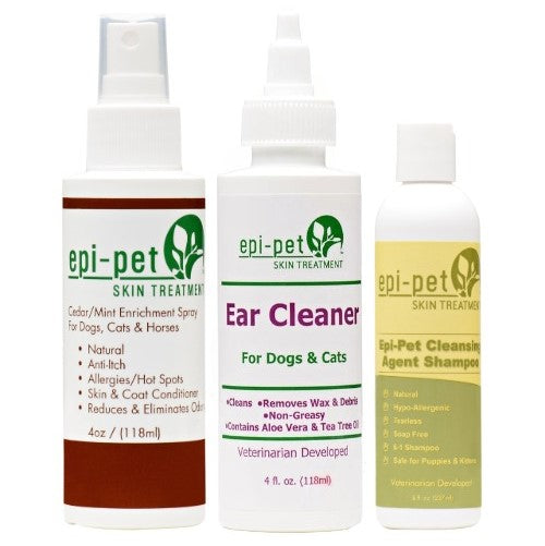 Epi-Pet Small Basic Skin & Coat Care Kit 4 oz. Coat Enrichment Spray (Cedar/Mint), 8 oz. Shampoo & 4 oz. Epi-Pet Ear Cleaner For Dogs & Cats